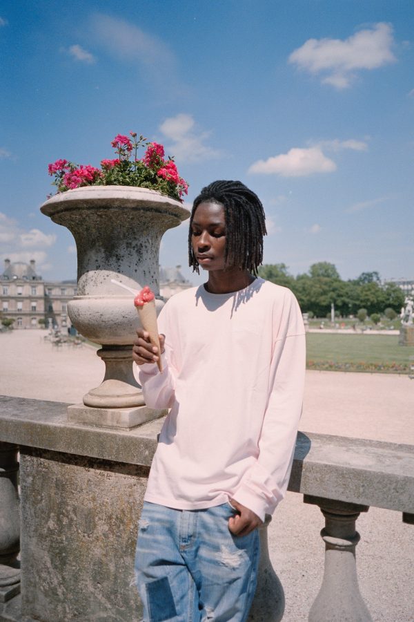 Tee-shirt manches longues 100% coton biologique rose Martine